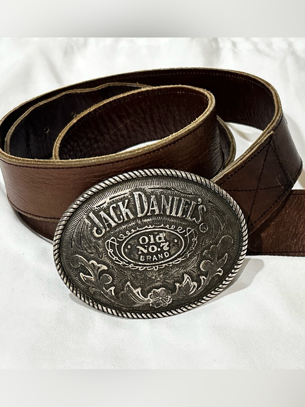 Vintage Belt 2005 Jack Daniel’s Old No.7 5008JD Silver-Tone Western Belt Buckle